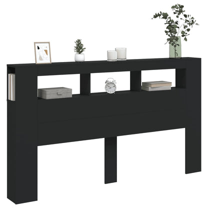 Sleek Black LED Headboard 180x18.5x103.5 cm - Engineered Wood