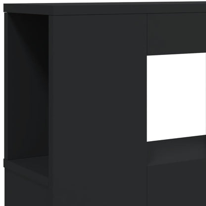 Sleek Black LED Headboard 180x18.5x103.5 cm - Engineered Wood