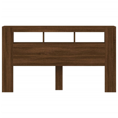 Elegant Brown Oak LED Headboard 180x18.5x103.5 cm - Engineered Wood