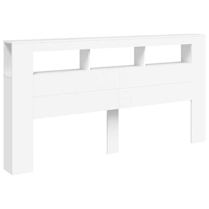LED Headboard White 200 cm Engineered Wood