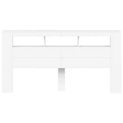 LED Headboard White 200 cm Engineered Wood