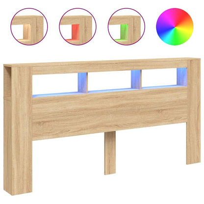 Sonoma Oak LED Headboard 200 cm - Engineered Wood Elegance