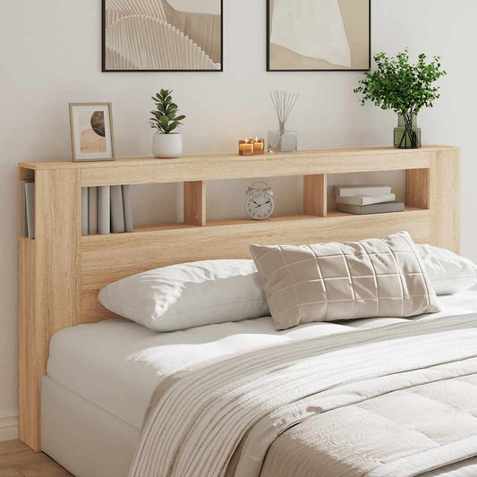 Sonoma Oak LED Headboard 200 cm - Engineered Wood Elegance
