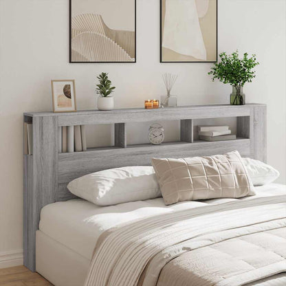 Grey Sonoma Engineered Wood LED Headboard - 200 cm
