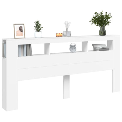 White LED Headboard 220x18.5x103.5 cm - Engineered Wood