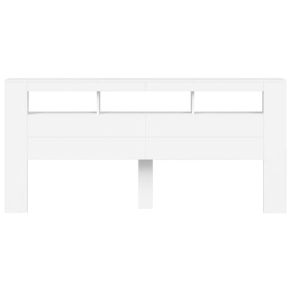 White LED Headboard 220x18.5x103.5 cm - Engineered Wood