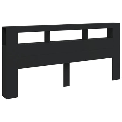 Sleek Black LED Headboard 220x18.5x103.5 cm - Engineered Wood
