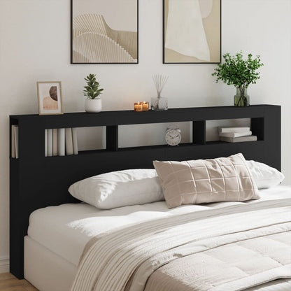 Sleek Black LED Headboard 220x18.5x103.5 cm - Engineered Wood