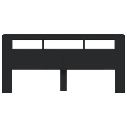 Sleek Black LED Headboard 220x18.5x103.5 cm - Engineered Wood