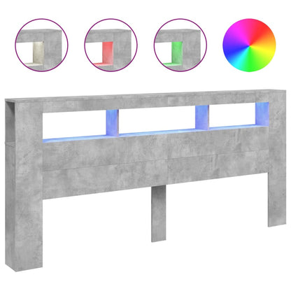 Concrete Grey LED Headboard 220x18.5x103.5 cm - Engineered Wood