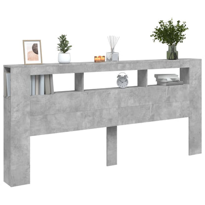 Concrete Grey LED Headboard 220x18.5x103.5 cm - Engineered Wood