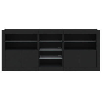 Black Sideboard with LED Lights, 162x37x67 cm, Sleek Modern Design