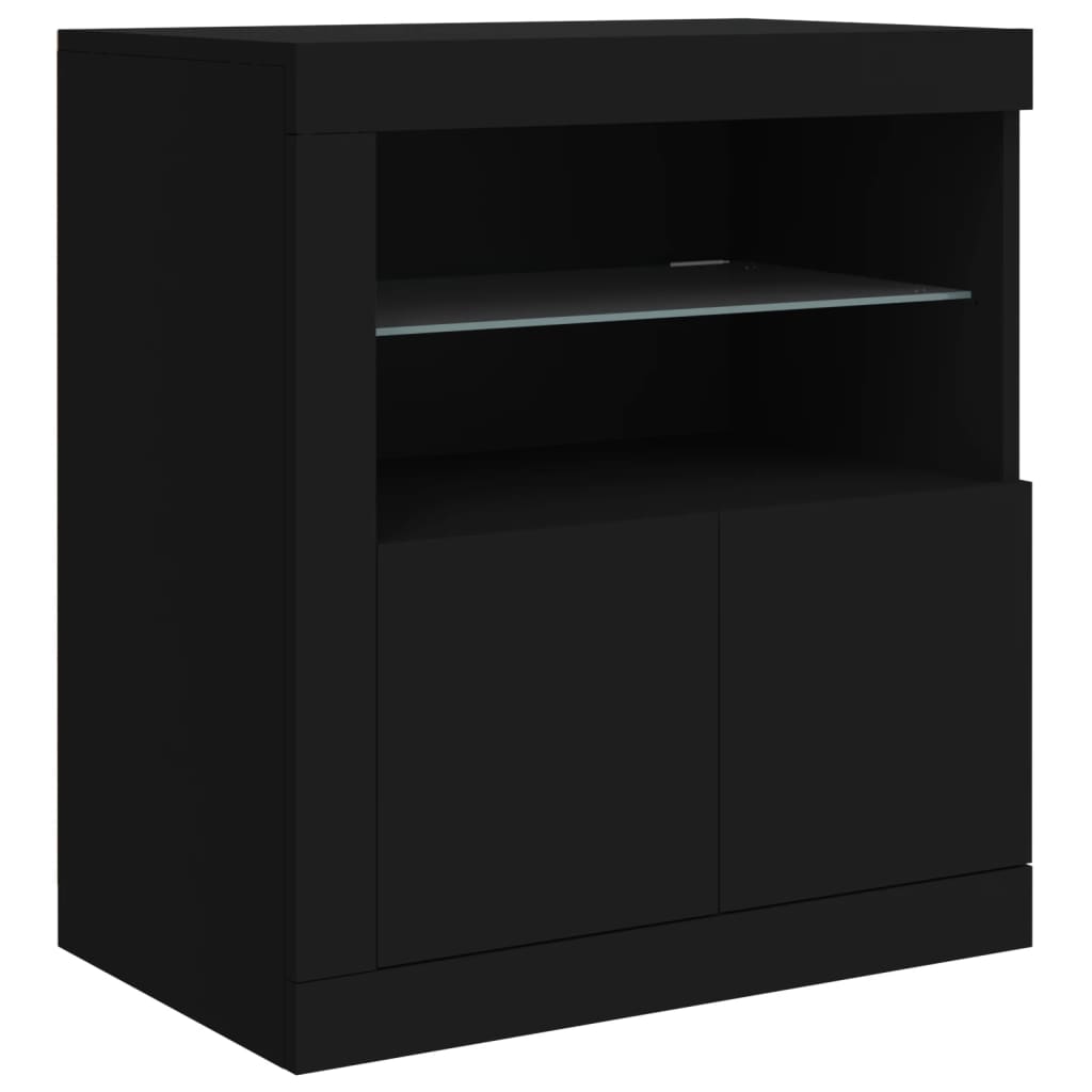 Black Sideboard with LED Lights, 162x37x67 cm, Sleek Modern Design