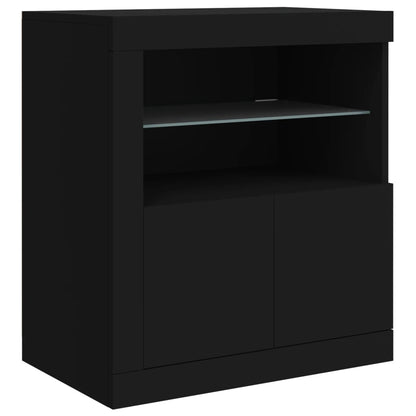 Black Sideboard with LED Lights, 162x37x67 cm, Sleek Modern Design