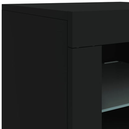 Black Sideboard with LED Lights, 162x37x67 cm, Sleek Modern Design