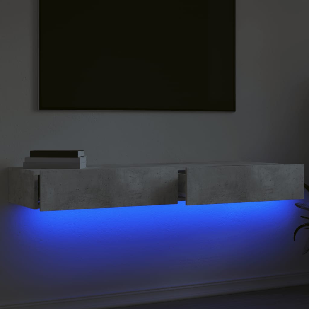 TV Cabinets with LED Lights 2 pcs Concrete Grey 60x35x15.5 cm