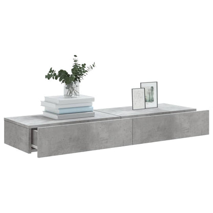 TV Cabinets with LED Lights 2 pcs Concrete Grey 60x35x15.5 cm