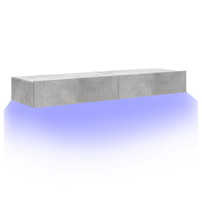 TV Cabinets with LED Lights 2 pcs Concrete Grey 60x35x15.5 cm