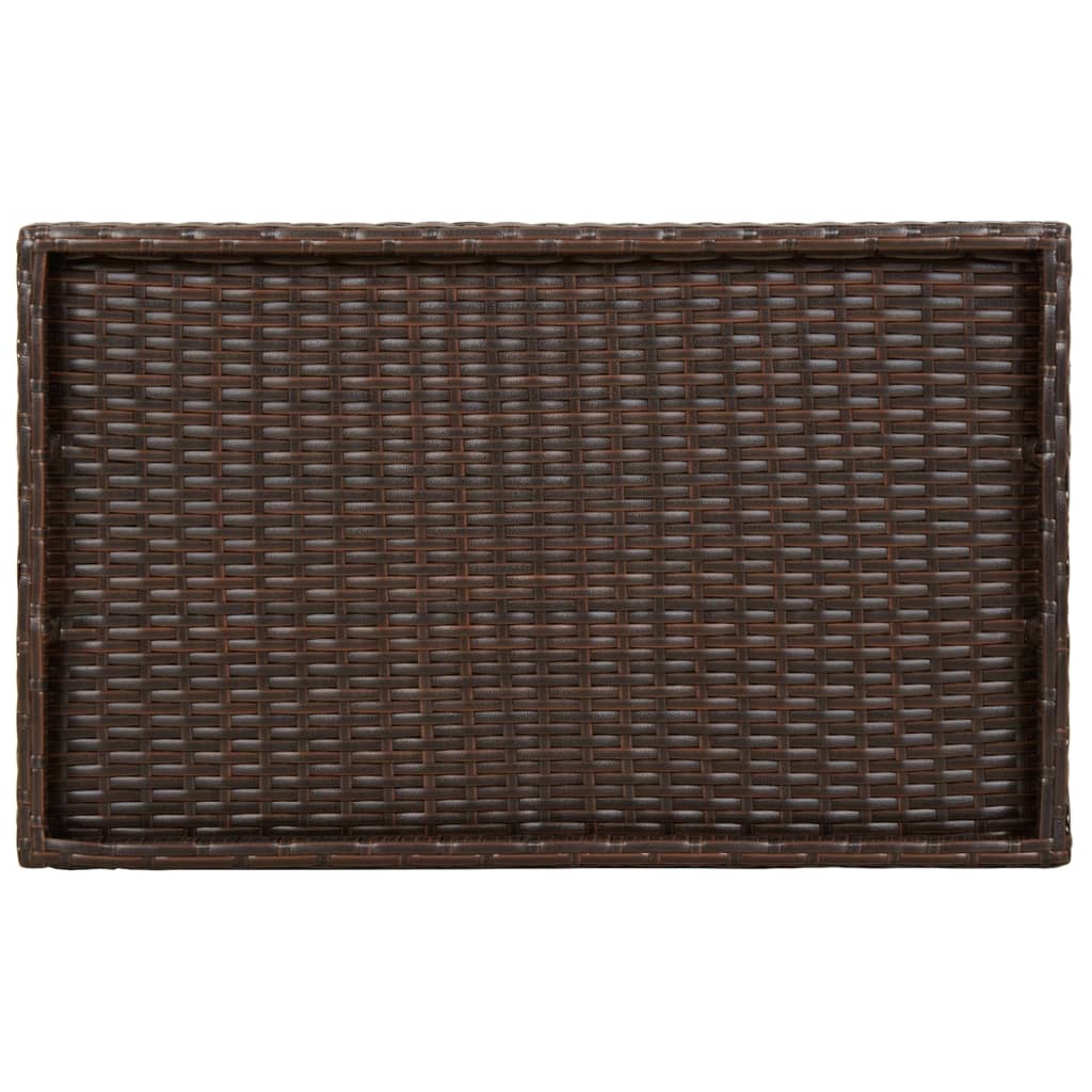 Folding Tray Table Brown 65x40x75 cm Poly Rattan