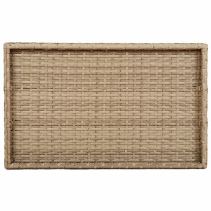 Folding Tray Table Beige 65x40x75 cm Poly Rattan