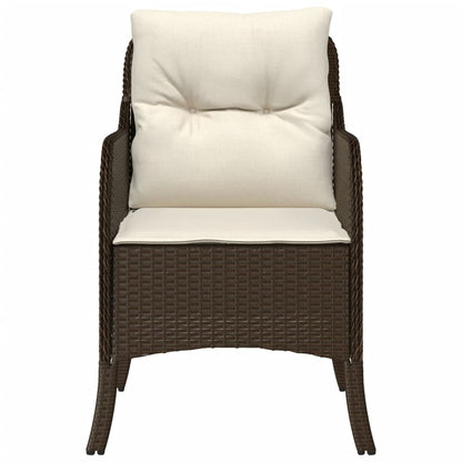Brown Poly Rattan Garden Chairs with Cushions, 2-Piece Set