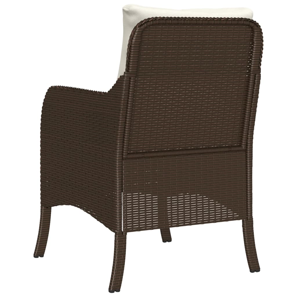 Brown Poly Rattan Garden Chairs with Cushions, 2-Piece Set