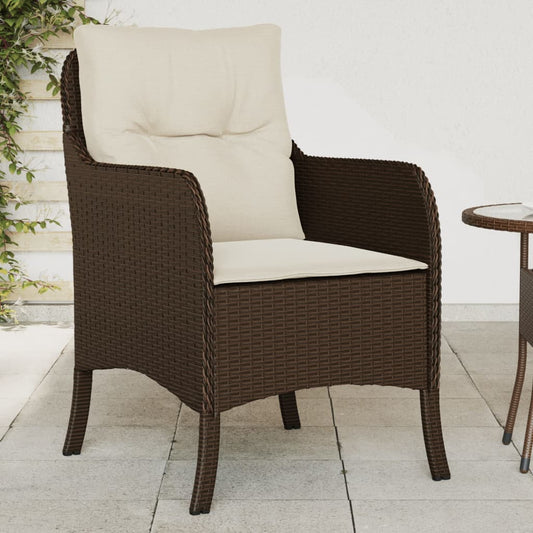 Brown Poly Rattan Garden Chairs with Cushions, 2-Piece Set