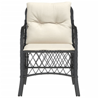 Black Poly Rattan Garden Chairs with Cushions - Set of 2