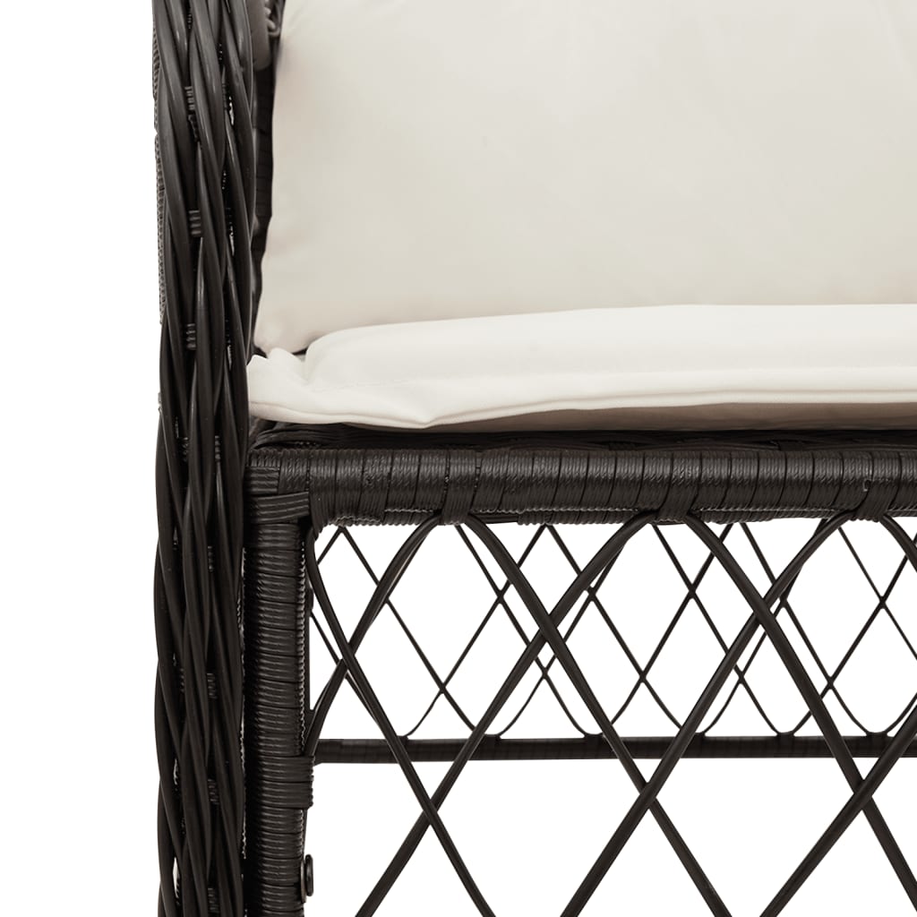 Black Poly Rattan Garden Chairs with Cushions - Set of 2