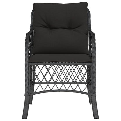 2-Piece Black Poly Rattan Garden Chairs with Cushions