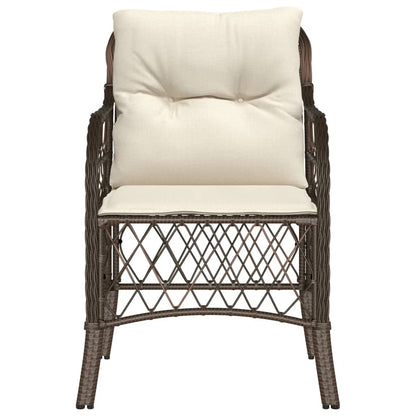 Brown Poly Rattan Garden Chairs with Cushions - Set of 2
