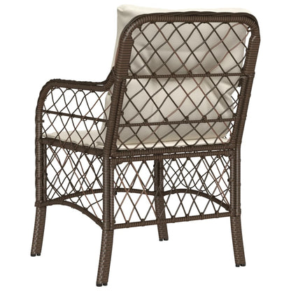 Brown Poly Rattan Garden Chairs with Cushions - Set of 2