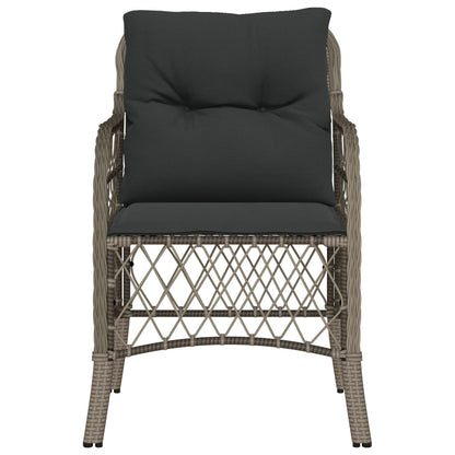 2-Piece Grey Poly Rattan Garden Chairs with Cushions