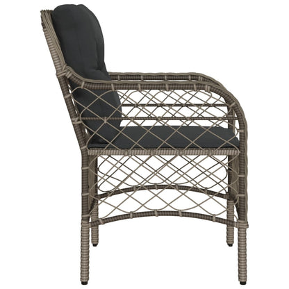 2-Piece Grey Poly Rattan Garden Chairs with Cushions