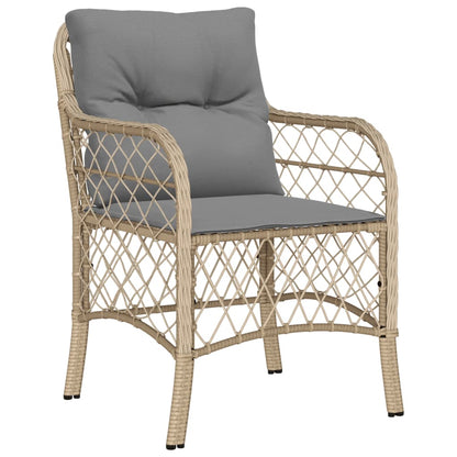 2-Piece Beige Poly Rattan Garden Chairs with Cushions