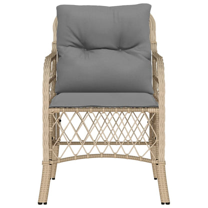 2-Piece Beige Poly Rattan Garden Chairs with Cushions