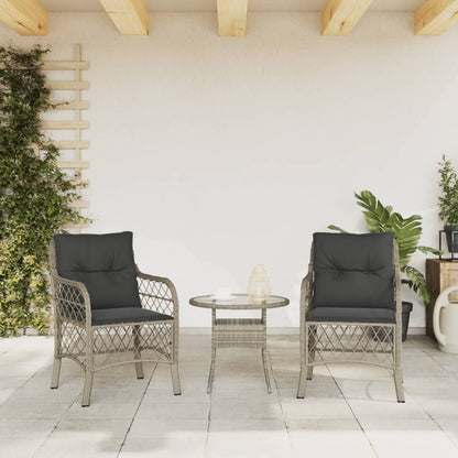Light Grey Poly Rattan Garden Chairs with Cushions - 2 Pcs Set