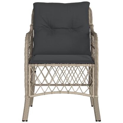 Light Grey Poly Rattan Garden Chairs with Cushions - 2 Pcs Set