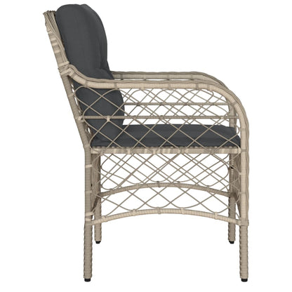 Light Grey Poly Rattan Garden Chairs with Cushions - 2 Pcs Set