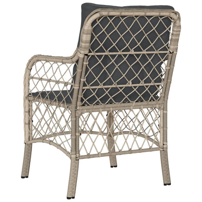 Light Grey Poly Rattan Garden Chairs with Cushions - 2 Pcs Set