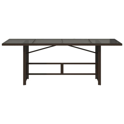 Garden Table with Glass Top Brown 190x80x74 cm Poly Rattan