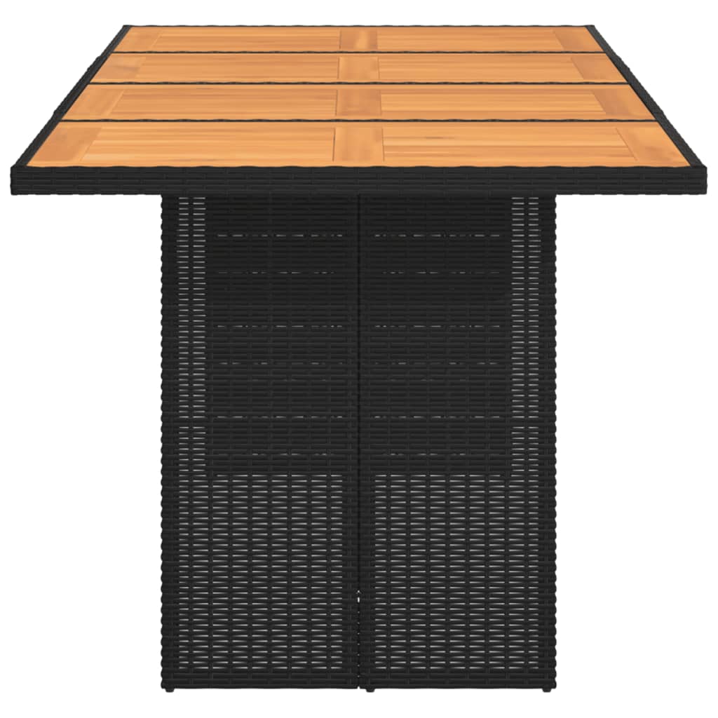Garden Table with Acacia Wood Top Black 190x80x74 cm Poly Rattan