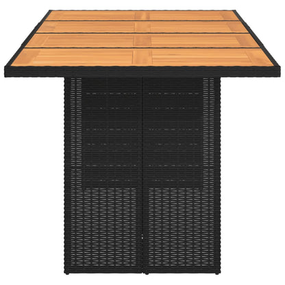 Garden Table with Acacia Wood Top Black 190x80x74 cm Poly Rattan