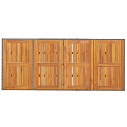 Garden Table with Acacia Wood Top Grey 190x80x74 cm Poly Rattan