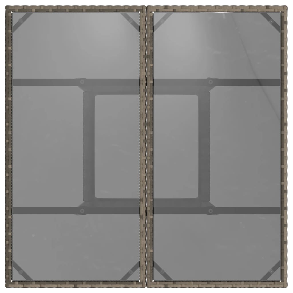 Garden Table with Glass Top Grey 80x80x75 cm Poly Rattan