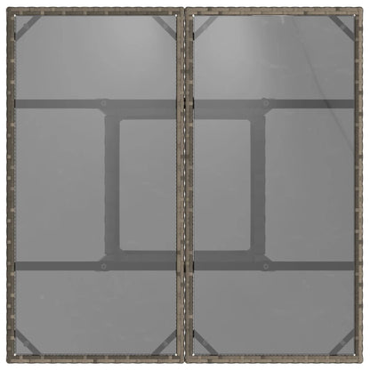 Garden Table with Glass Top Grey 80x80x75 cm Poly Rattan