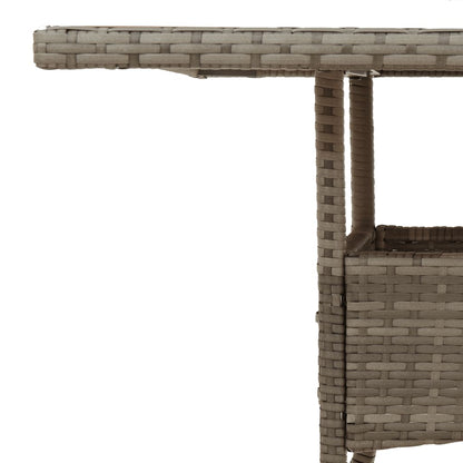 Garden Table with Glass Top Grey 80x80x75 cm Poly Rattan