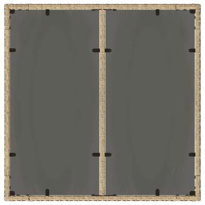 Garden Table with Glass Top Beige 90x90x75 cm Poly Rattan