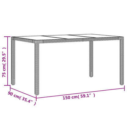 Garden Table with Glass Top Beige 150x90x75 cm Poly Rattan