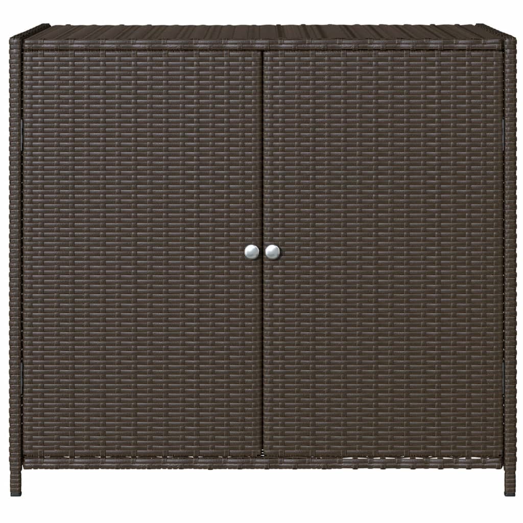 Brown Poly Rattan Garden Storage Cabinet, 83x45x76 cm